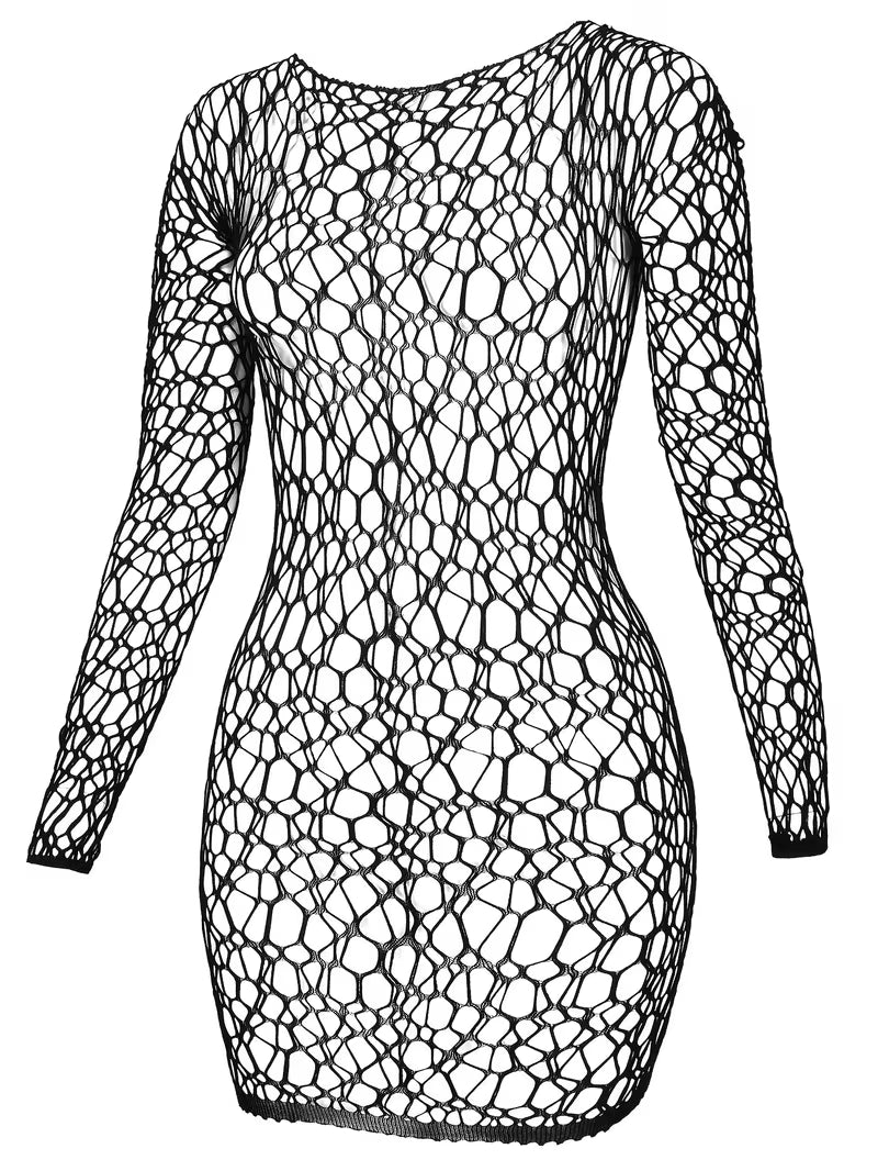 Robe Sexy Moulante à Manches Longues Tissu Haute Élasticité (CI)