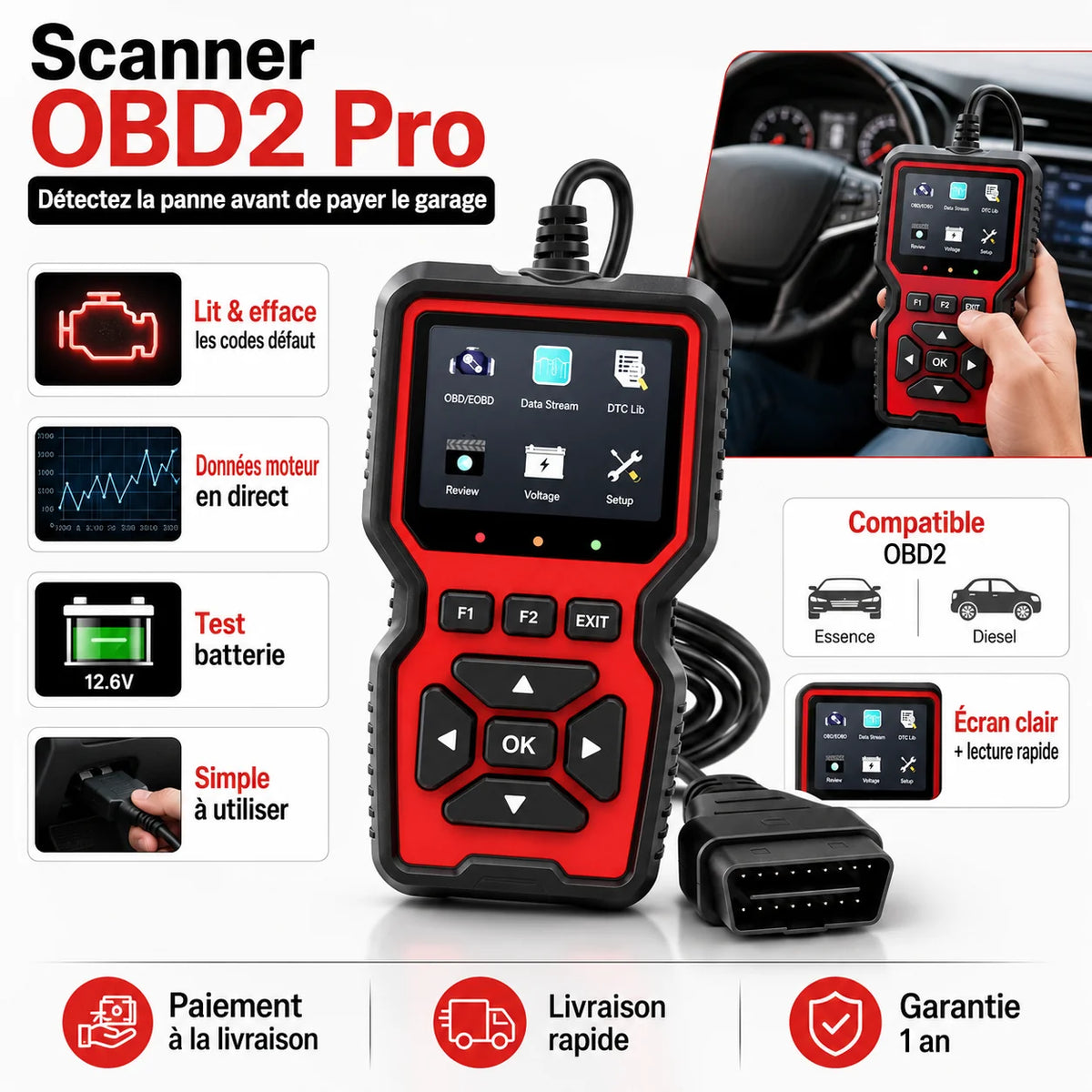 Scanner OBD2 Pro™ – Détectez la Panne Avant de Payer le Garage ci
