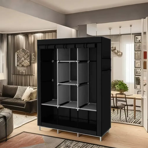 Armoire en Tissu Multifonction avec Étagères